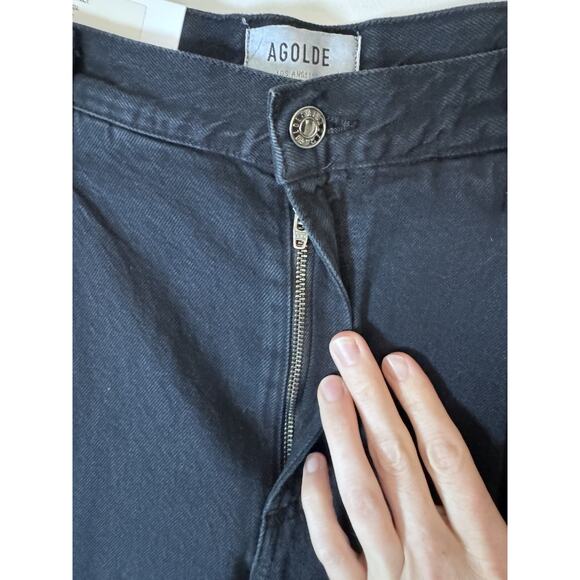 Agolde Ellis Wide Leg Denim Trouser - Crushed Black Sz 25 $268 - Picture 7 of 16